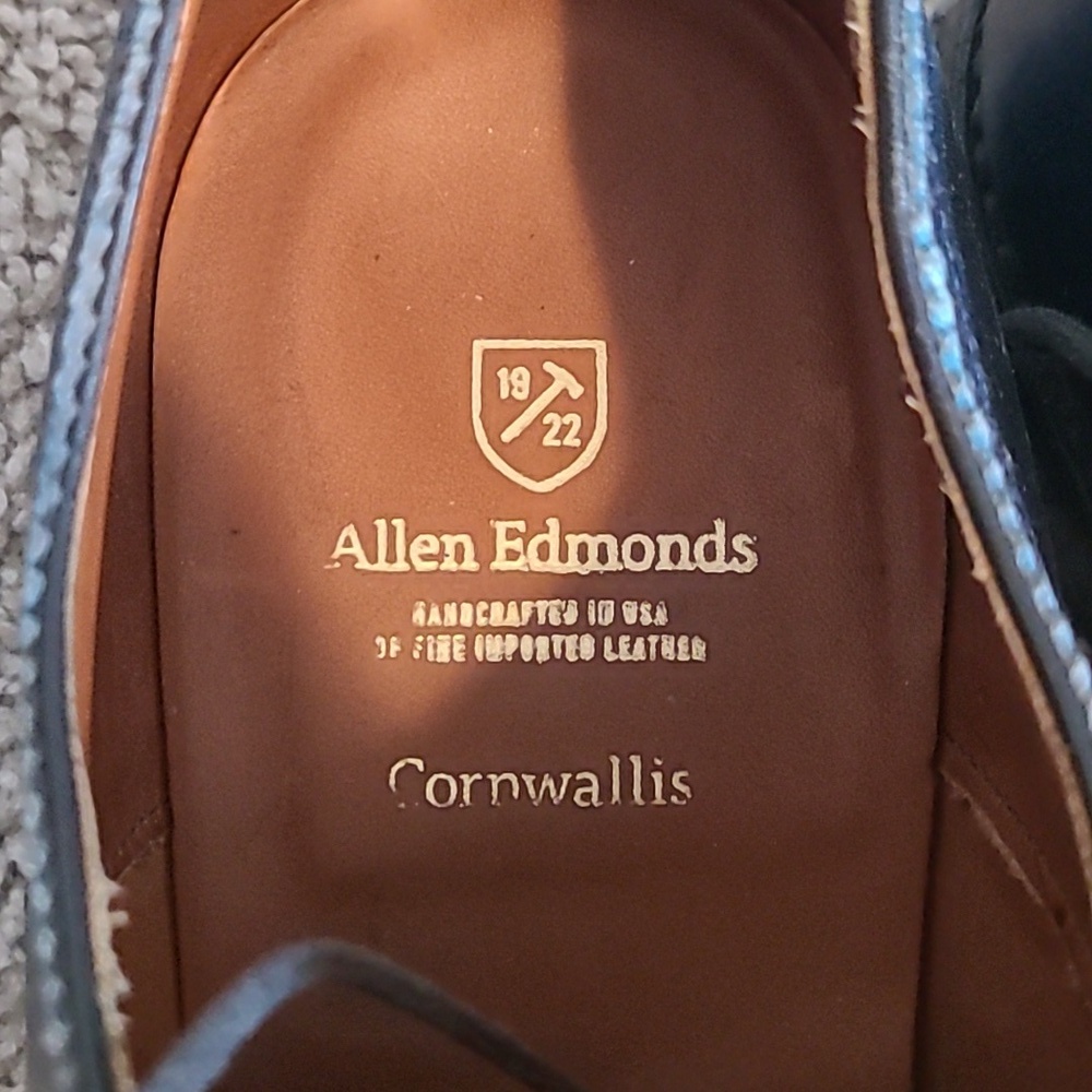 EUC Allen Edmonds Cornwallis Navy Blue Leather Dress Shoes Oxfords Men 14B - Picture 8 of 9